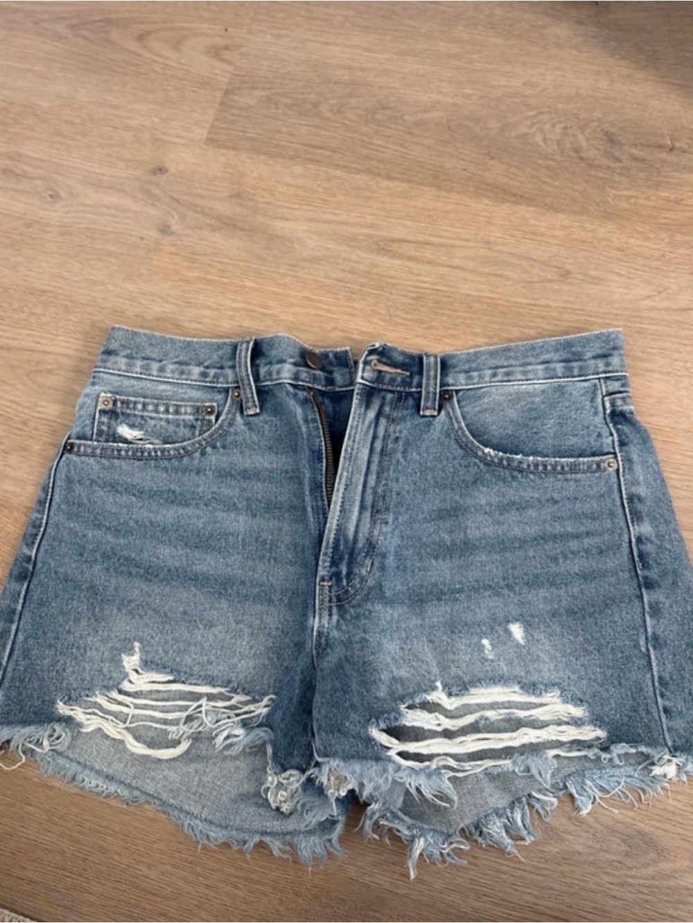Just USA Light Blue Distressed Denim Shorts